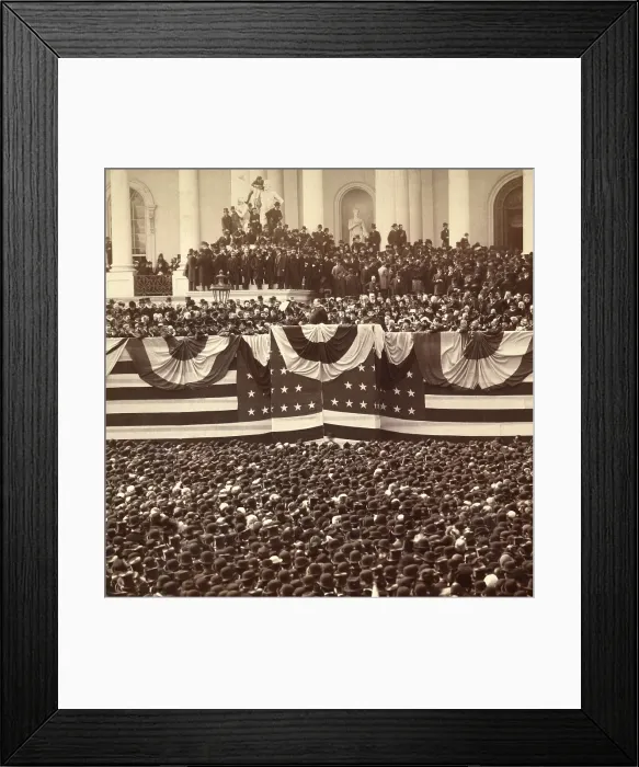 Framed Print : Newly inaugurated President Grover Cleveland delivers his inaugural address, March 4, 1885. Nearby at left is outgoing President Chester A. Arthur Framed Print : Newly inaugurated President Grover Cleveland delivers his inaugural address, March 4, 1885. Nearby at left is outgoing President Chester A. Arthur