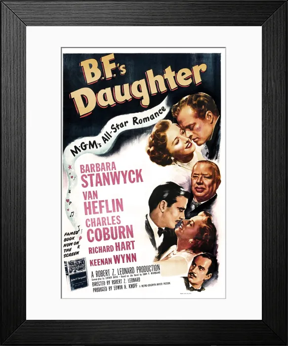 Framed Print : B.F.'s DAUGHTER, US poster, top from left: Barbara Stanwyck, Van Heflin, Charles Coburn, Richard Hart, Barbara Stanwyck, Keenan Wynn, 1948