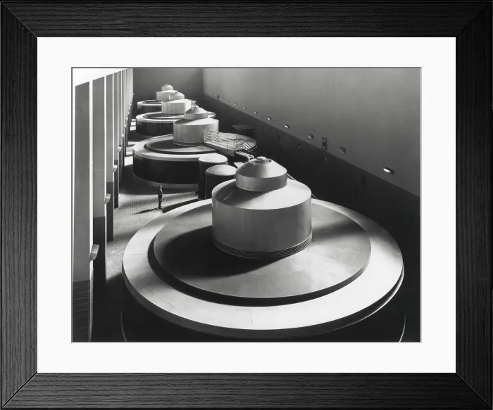 Framed Print : TVA's Pickwick Dam powerhouse, ca. 1938. View of four generators, by an unknown photographer. (BSLOC_2013_7_84) Framed Print : TVA's Pickwick Dam powerhouse, ca. 1938. View of four generators, by an unknown photographer. (BSLOC_2013_7_84)