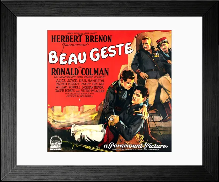Framed Print : BEAU GESTE, foreground center, from top: Ralph Forbes, Ronald Colman; upper right, from left: Victor McLaglen, William Powell on Style A 6-sheet, 1926