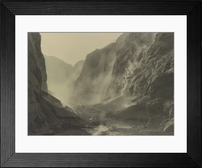 Framed Print : Explosives stripping canyon walls at Boulder Dam site, 1934. (BSLOC_2013_7_79) Framed Print : Explosives stripping canyon walls at Boulder Dam site, 1934. (BSLOC_2013_7_79)