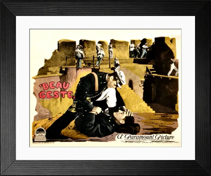 Framed Print : BEAU GESTE, center foreground, from top: Neil Hamilton, Ronald Colman on lobbycard, 1926
