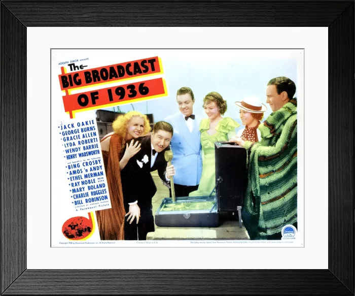 Framed Print : THE BIG BROADCAST OF 1936, from left, Lyda Roberti, Jack Oakie, Henry Wadsworth, Wendy Barrie, Gracie Allen, George Burns, 1935 Framed Print : THE BIG BROADCAST OF 1936, from left, Lyda Roberti, Jack Oakie, Henry Wadsworth, Wendy Barrie, Gracie Allen, George Burns, 1935