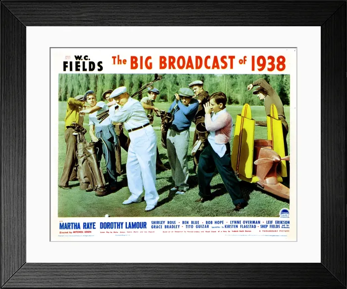 Framed Print : THE BIG BROADCAST OF 1938, W.C. Fields, (swinging clubs), caddies include Don Marion, Rex Moore, Bernard Punsly, 1938