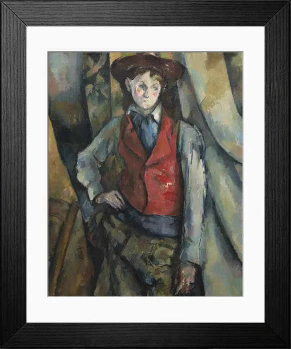 Framed Print : Boy in a Red Waistcoat, by Paul Cezanne, 1888-90, French Post-Impressionist painting, oil on canvas
