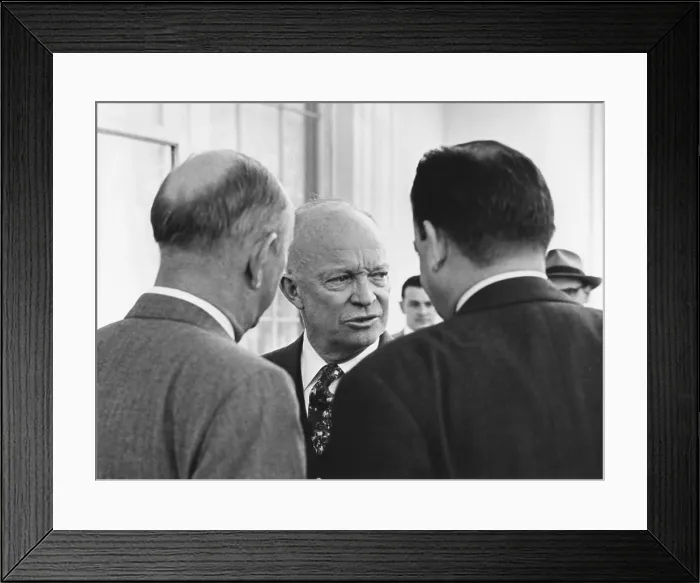 Framed Print : Candid portrait of President Eisenhower in conversation with unidentified men on March 31, 1955. - (BSLOC_2014_16_61) Framed Print : Candid portrait of President Eisenhower in conversation with unidentified men on March 31, 1955. - (BSLOC_2014_16_61)