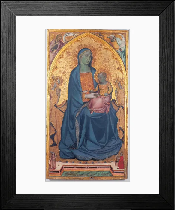 Framed Print : Francesco di Neri da Volterra, Madonna and Child With Three Donors, 14th Century, tempera on panel with gold ground, Italy, Emilia Romagna, Modena