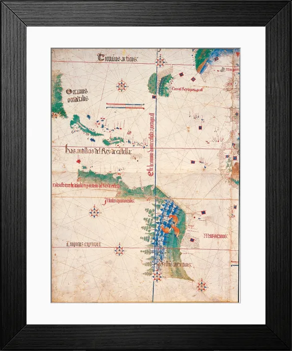 Framed Print : Unknown artist, South America and the Coastline of Brazil with some parrots, 1502, 16th Century, manuscript, Italy, Emilia Romagna, Modena Framed Print : Unknown artist, South America and the Coastline of Brazil with some parrots, 1502, 16th Century, manuscript, Italy, Emilia Romagna, Modena