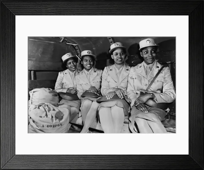 Framed Print : African American members of the Women's Army Auxiliary Corps. They are at the WAAC Training Center, Fort Des Moines, Iowa. Ca. 1943-45. World War 2. (BSLOC_2013_14_112) Framed Print : African American members of the Women's Army Auxiliary Corps. They are at the WAAC Training Center, Fort Des Moines, Iowa. Ca. 1943-45. World War 2. (BSLOC_2013_14_112)