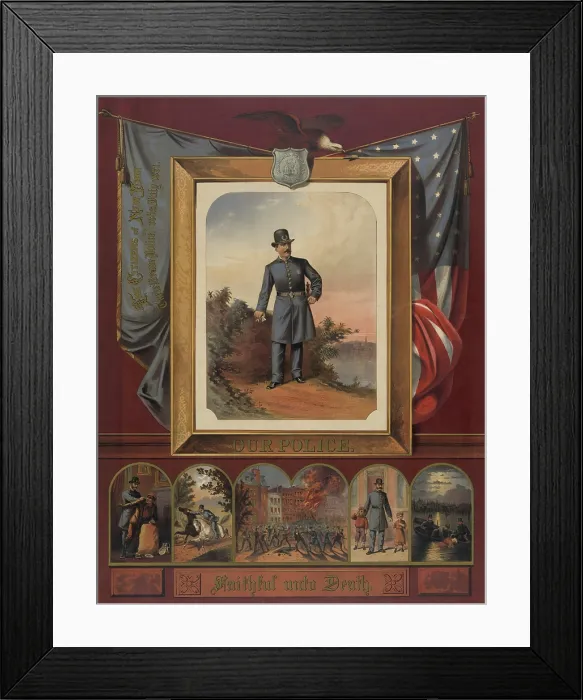 Framed Print : OUR POLICE, FAITHFUL UNTO DEATH. The Citizens of New York to Their Brave Police