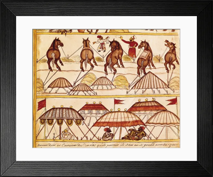 Framed Print : Book of the Moghul. Ms. 8300. 17th c. Horse market. Hindu art. Miniature Painting. ITALY. Venice. Biblioteca nazionale marciana (St. Mark's Library)