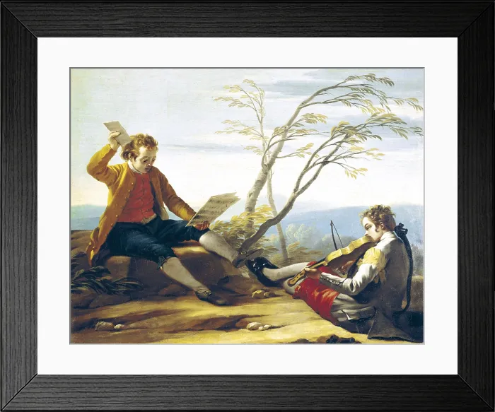 Framed Print : CASTILLO, Jose del (1737-1793). Two boys, one singing and another playing the violin. 1780. Oil on canvas. SPAIN. Madrid. Prado Museum