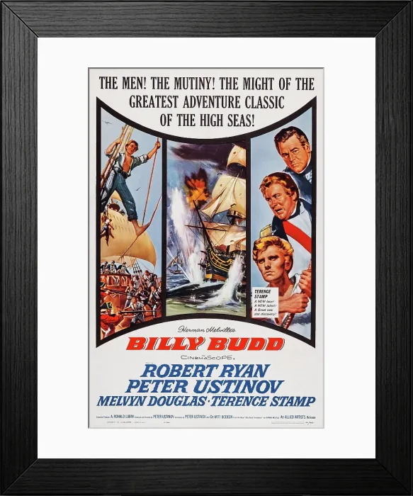 Framed Print : BILLY BUDD, US poster art, right from top: Robert Ryan, Peter Ustinov, Terence Stamp, 1962