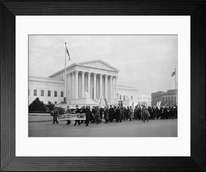 Framed Print : WPA protest march in front of the U.S. Supreme Court, Jan. 16, 1937. A multiracial group of men and women demonstrated for expansion of the WPA. (BSLOC_2013_7_93)