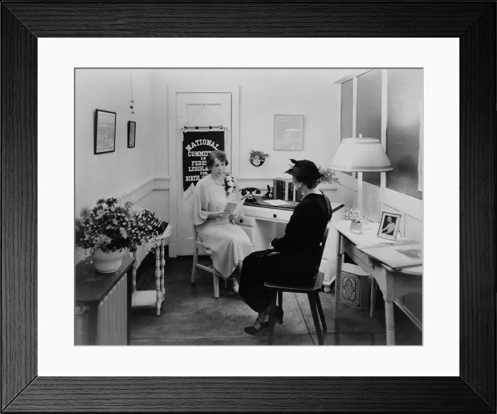 Framed Print : Two women in an office of the National Committee on Federal Legislation for Birth Control, 1930s