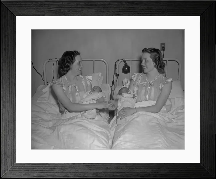 Framed Print : Twin sisters gave birth to daughters two days apart. Two years earlier that had babies within hours of each other. Columbia Maternity Hospital, Washington, D.C. April 1939