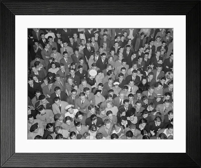 Framed Print : Young people listen to the Benny Goodman Band in an Oakland, Dance hall, 1940. The Swing music was so good, the dancing ceased as the audience closed around the band