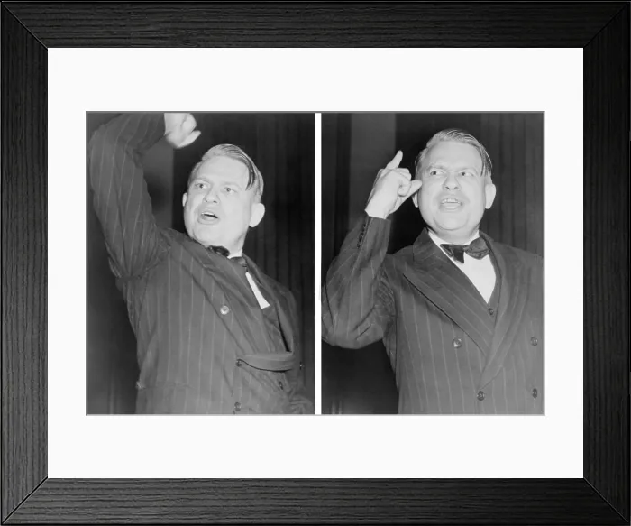 Framed Print : Two views of Martin Dies, emphatically gesturing during a speech against Communism. Oct. 30, 1939 Framed Print : Two views of Martin Dies, emphatically gesturing during a speech against Communism. Oct. 30, 1939