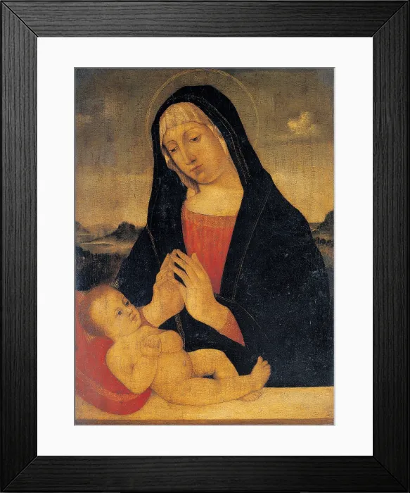 Framed Print : copy from Bellini Giovanni, Madonna Adoring the Sleeping Child, 15th Century - 17th Century, oil on panel, Italy, Lombardy, Milan Framed Print : copy from Bellini Giovanni, Madonna Adoring the Sleeping Child, 15th Century - 17th Century, oil on panel, Italy, Lombardy, Milan