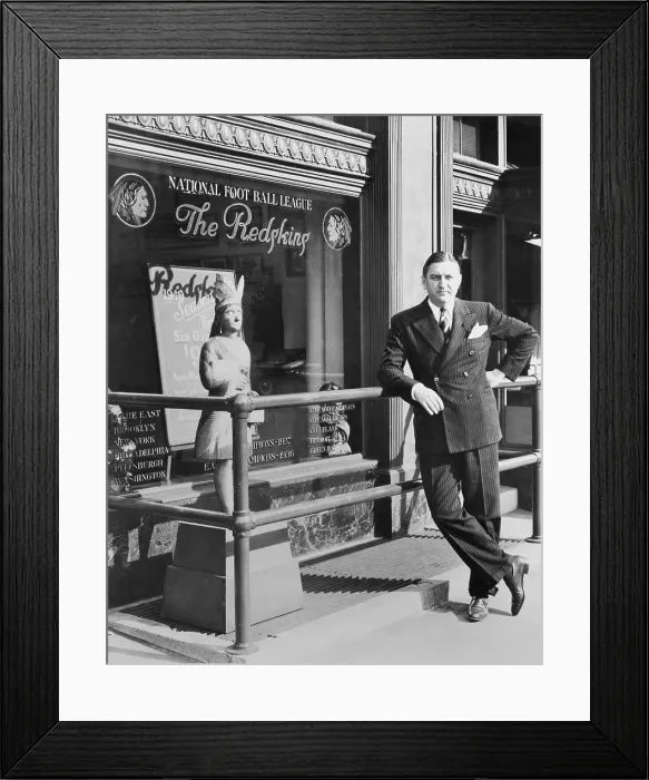 Framed Print : George Preston Marshall, owner of Washington Redskins at the clubs offices in 1940