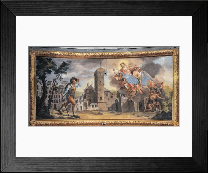 Framed Print : Baratta Carlo Alberto, Apparition of Our Lady of the Garden to Sebastian Descalzo, 1805 - 1810, 19th Century, fresco, Italy, Liguria, Chiavari Genoa Framed Print : Baratta Carlo Alberto, Apparition of Our Lady of the Garden to Sebastian Descalzo, 1805 - 1810, 19th Century, fresco, Italy, Liguria, Chiavari Genoa