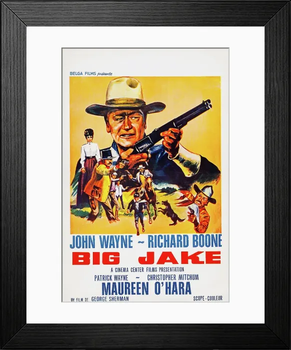 Framed Print : BIG JAKE, top: John Wayne on French poster art, 1971 Framed Print : BIG JAKE, top: John Wayne on French poster art, 1971