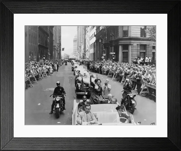 Framed Print : Tennis champion Althea Gibson, waving to crowd during ticker tape parade up Broadway, July 11, 1957 Framed Print : Tennis champion Althea Gibson, waving to crowd during ticker tape parade up Broadway, July 11, 1957