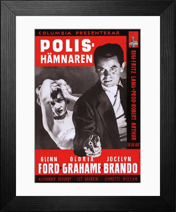 Framed Print : THE BIG HEAT, (aka POLIS HAMNAREN), Swedish poster, from left: Gloria Grahame, Glenn Ford, 1953