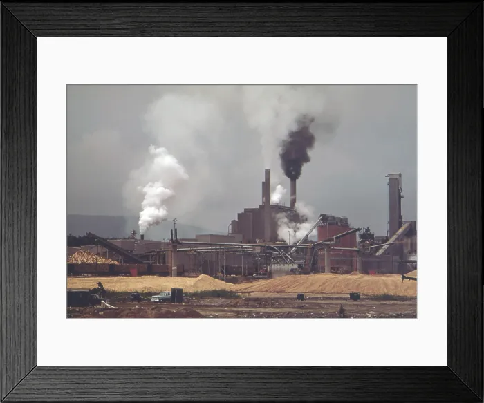 Framed Print : International Paper Company mill in Jay Maine on the Androscoggin River employed 990 people. It was permanently closed in 2009. Ca. 1973-75