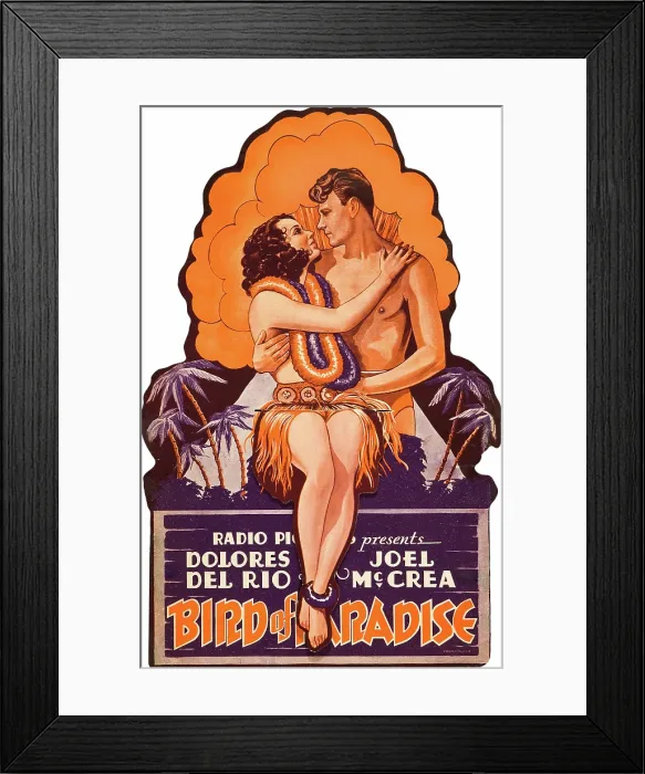 Framed Print : BIRD OF PARADISE, l-r: Dolores Del Rio, Joel McCrea on die cut display, 1932