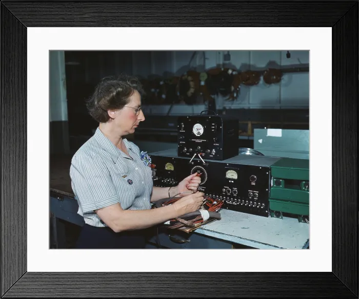 Framed Print : Woman electric wiring technician at Douglas Aircraft Company, Long Beach, California. During World War 2, Oct. 1942. (BSLOC_2013_14_145)