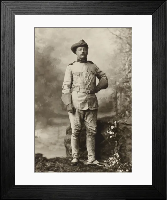 Framed Print : Col. Theodore Roosevelt in uniform of 1st United States Volunteer Cavalry, Oct. 26, 1898. Photo by George Gardner Rockwood Framed Print : Col. Theodore Roosevelt in uniform of 1st United States Volunteer Cavalry, Oct. 26, 1898. Photo by George Gardner Rockwood