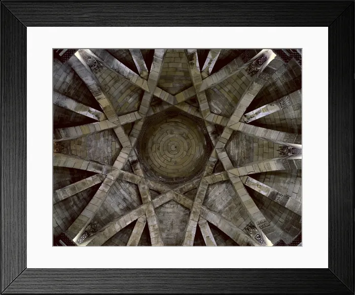 Framed Print : Church of the Holy Sepulchre. 12th century. SPAIN. Torres del Rio. Church of the Holy Sepulchre. Star-shaped dome. Romanesque art. Architecture. - J
