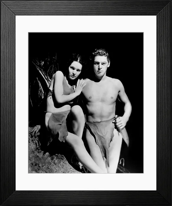 Framed Print : TARZAN AND HIS MATE, from left, Maureen O'Sullivan, Johnny Weissmuller, 1934