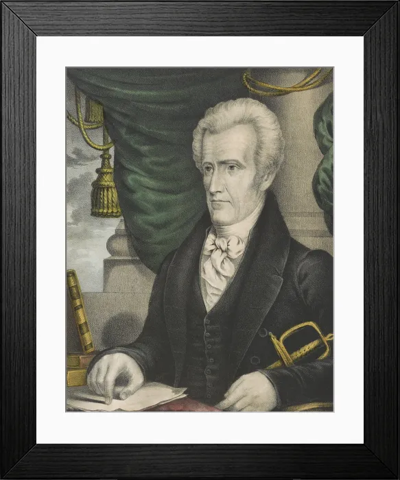 Framed Print : President Andrew Jackson, 1835-37, hand-colored lithograph by Nathanial Currier (BSLOC_2017_6_14)