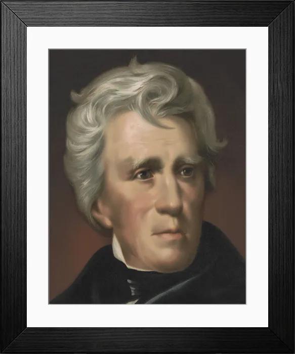 Framed Print : President Andrew Jackson, detail from chromolithograph printed in 1896 (BSLOC_2017_6_16) Framed Print : President Andrew Jackson, detail from chromolithograph printed in 1896 (BSLOC_2017_6_16)