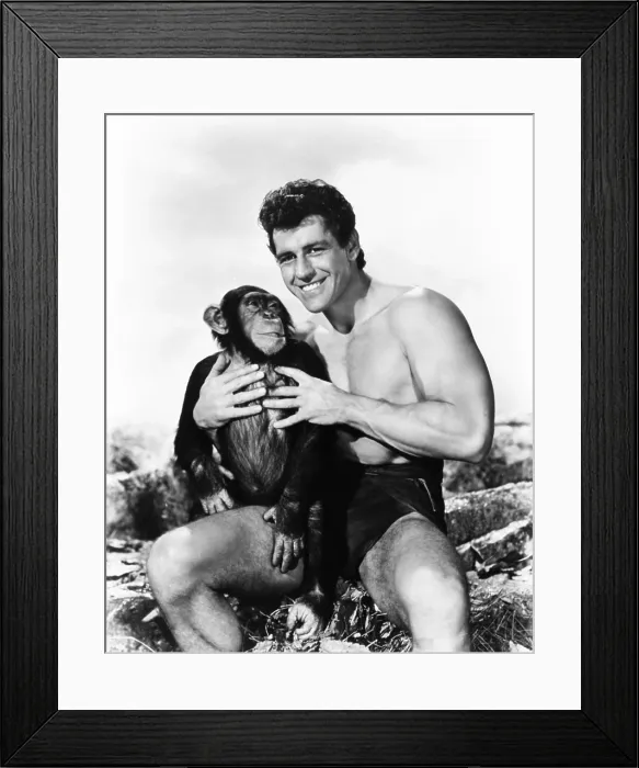 Framed Print : TARZAN AND THE LOST SAFARI, from left: Cheetah, Gordon Scott, 1957