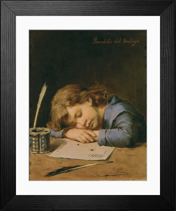 Framed Print : PEREZ SIGUIMBOSCUM, Jose (19th century). Rendido del trabajo. 1876 - 1900. Realism. Oil. SPAIN. CAdiz. Museo de CAdiz. - P