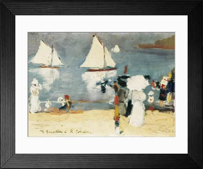 Framed Print : SOROLLA, Joaquin (1863-1923). Beach in La Concha bay in San SebastiAn. 1912. Oil on canvas. SPAIN. Donostia. San Telmo Museum