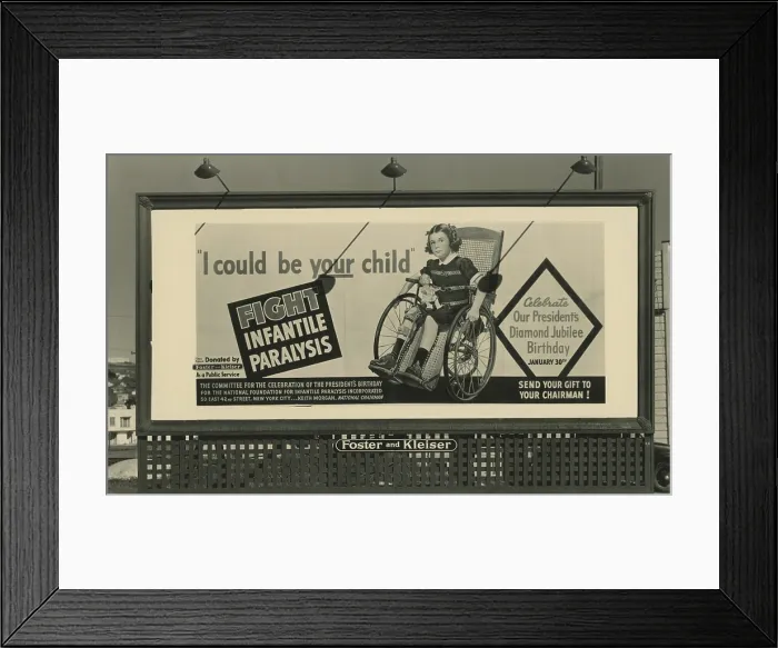 Framed Print : Billboard sponsored by the National Foundation for Infantile Paralysis, California, 1942. (BSLOC_2013_8_112)