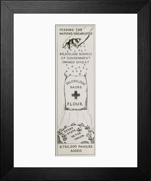 Framed Print : Feeding the unemployed. Illustration of the American Red Cross distribution of food across the U.S. in 1930