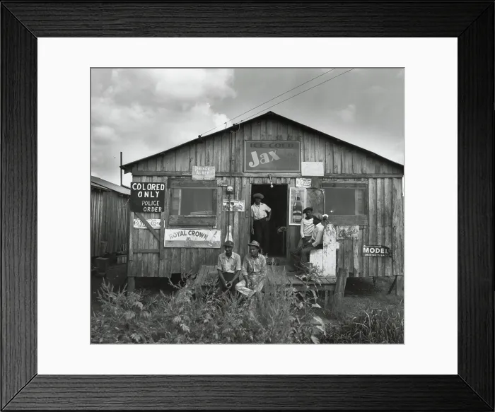 Framed Print : Store displaying sign, Colored Only, Police Order in Bella Glade, Florida, April 1945. In a 1941 photo of this same building, there is no segregation sign