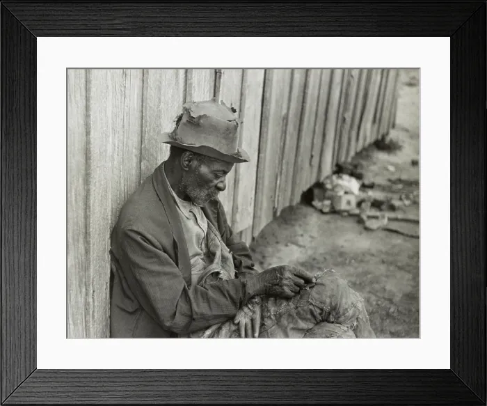 Framed Print : African American man with missing fingers wearing tattered clothing. Camden, Alabama, May 1939. Photo by Marion Wolcott. (BSLOC_2013_8_117) Framed Print : African American man with missing fingers wearing tattered clothing. Camden, Alabama, May 1939. Photo by Marion Wolcott. (BSLOC_2013_8_117)