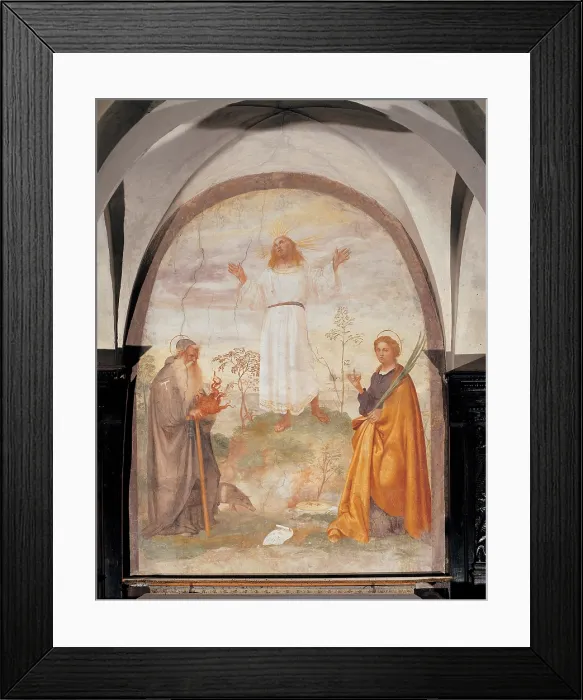 Framed Print : Ruzzo Lorenzo, Jesus Christ Appears to Two Saints, 16th Century, fresco, Italy, Veneto, Feltre Belluno Framed Print : Ruzzo Lorenzo, Jesus Christ Appears to Two Saints, 16th Century, fresco, Italy, Veneto, Feltre Belluno