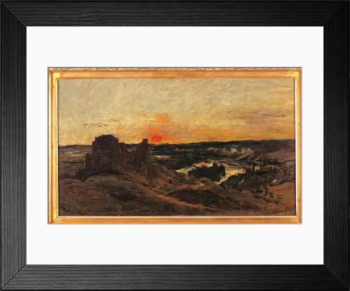 Framed Print : Chateau Gaillard, les Andelys, by Unknown Artist, 19th Century, oil on canvas, cm 39 x 67 - France, Ile de France, Paris, Muse dOrsay, RF3782. All