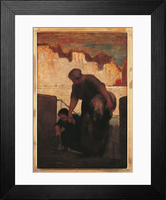 Framed Print : The Laundress, by Honor Daumier, 1863, 19th Century, oil on panel, cm 49 x 33, 5 - France, Ile de France, Paris, Muse dOrsay, RF2630. All