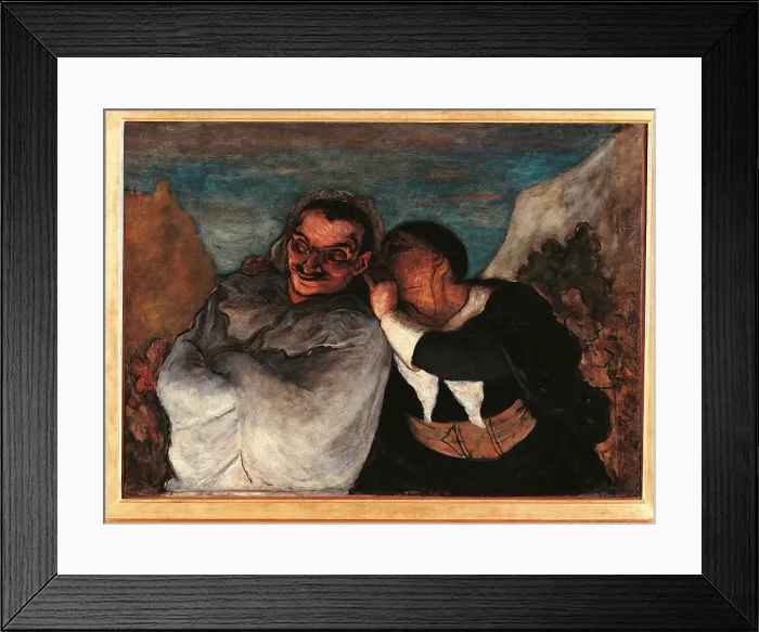 Framed Print : Crispin and Scapin, or Scapin and Sylves, by Honor Daumier, 1864 about, 19th Century, oil on panel, cm 60, 5 x 82 - France, Ile de France, Paris, Muse dOrsay, RF2057. All