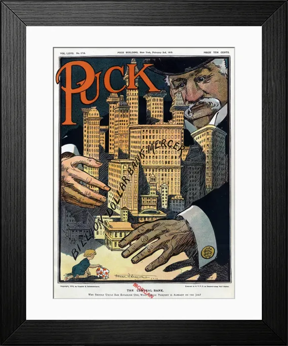 Framed Print : J.P. Morgan. Illustration shows a gigantic J Framed Print : J.P. Morgan. Illustration shows a gigantic J