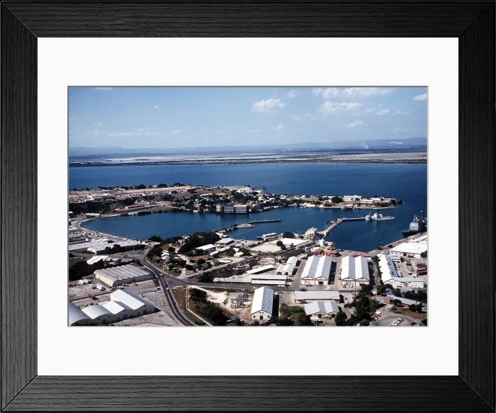 Framed Print : Aerial view of the U.S. Naval Station Guantanamo Bay's windward side looking southwest. Cuba. Jan. 10 1995. Photo by:Everett Collection(BSLOC_2011_6_171) Framed Print : Aerial view of the U.S. Naval Station Guantanamo Bay's windward side looking southwest. Cuba. Jan. 10 1995. Photo by:Everett Collection(BSLOC_2011_6_171)