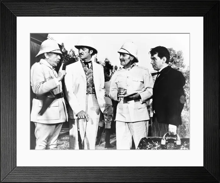 Framed Print : AROUND THE WORLD IN 80 DAYS, (aka AROUND THE WORLD IN EIGHTY DAYS), from left, Robert Morley, David Niven, Ronald Colman, Cantinflas, 1956 Framed Print : AROUND THE WORLD IN 80 DAYS, (aka AROUND THE WORLD IN EIGHTY DAYS), from left, Robert Morley, David Niven, Ronald Colman, Cantinflas, 1956
